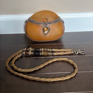 Vintage Maya Evangelista Hard Resin Cross Body Bag/Clutch handmade Amber/Bronze